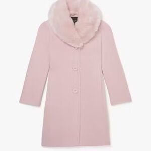 Faux Fur Lapel Wool Coat
